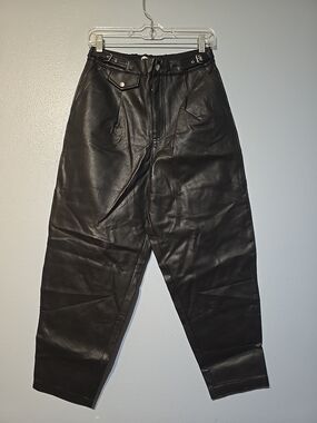 Zara Black Faux Leather High-Waist Tapered Women's Size 4 Pants